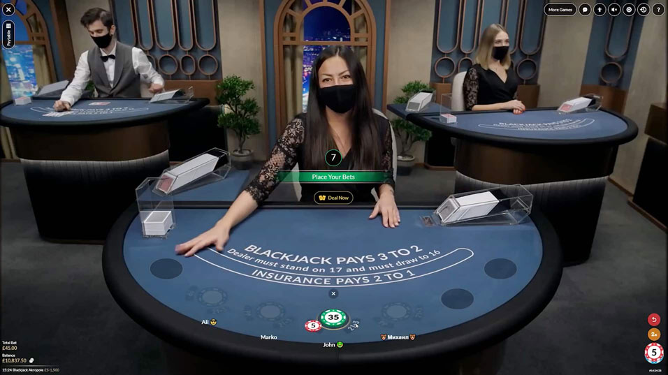 Video showing Live Blackjack from the On Air Entertainment Live Casino Studio