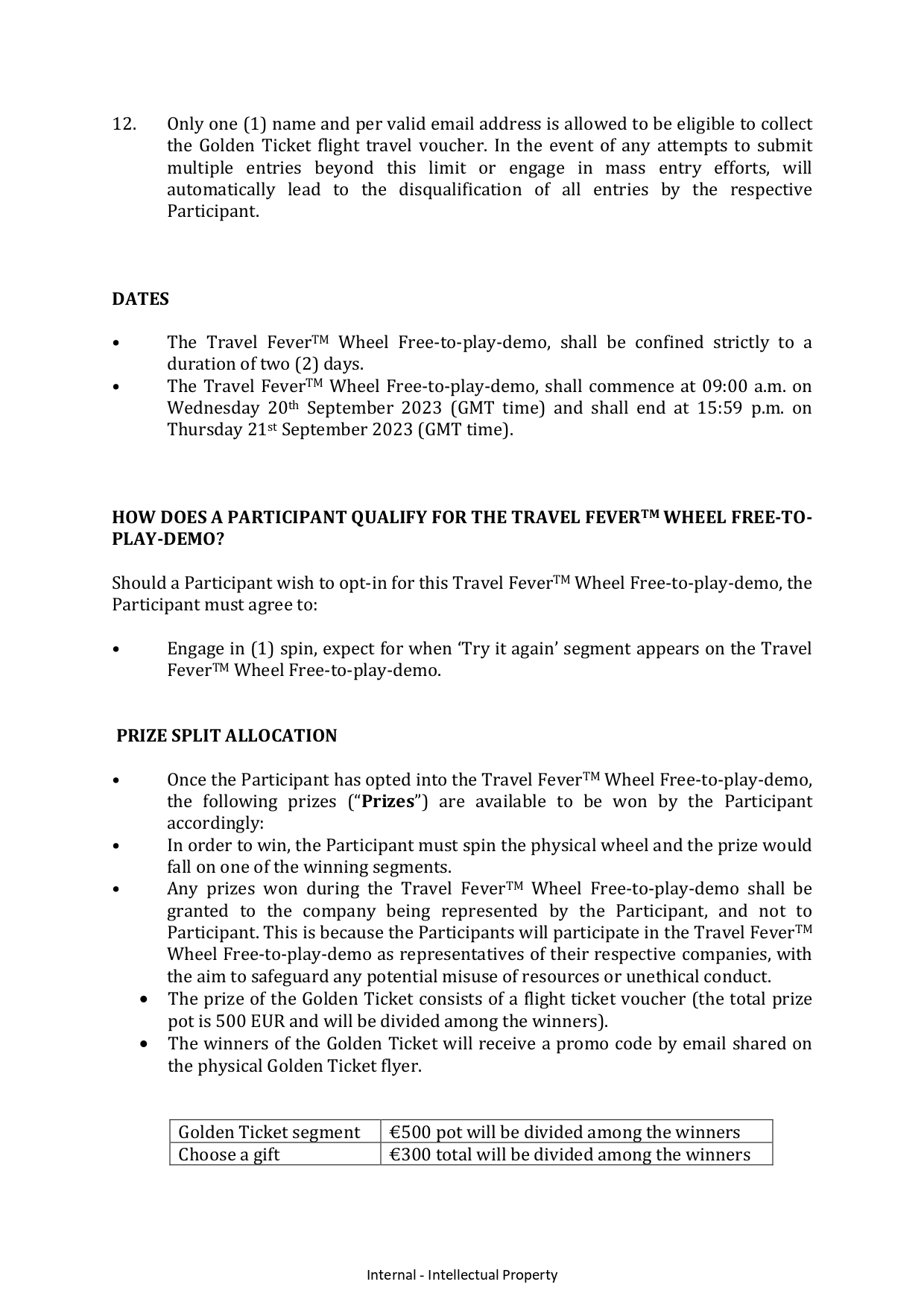 Screenshot of the terms and conditions of an OnAir tournament, held in SBC Barcelona, 2023.