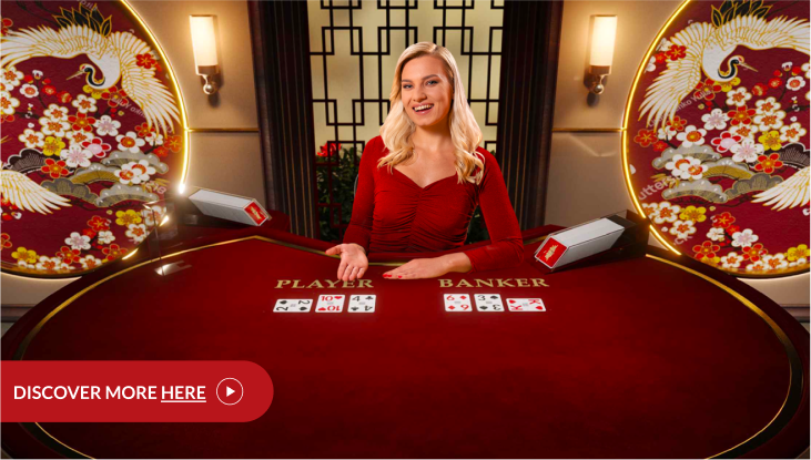 Female presenter placing cards on table in Speed Baccarat.